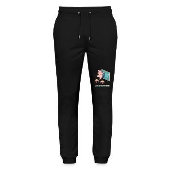 School sucks, get out of here, happy pig - Stanley/Stella Mover Unisex Organic Jogging Trousers - black - Front - Marisol (170cm) & Nik (191cm)