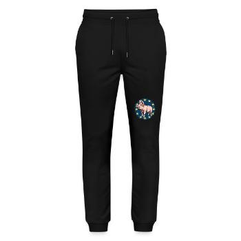Proud European Pig, Europe - Stanley/Stella Mover Unisex Organic Jogging Trousers - black - Front - Marisol (170cm) & Nik (191cm)