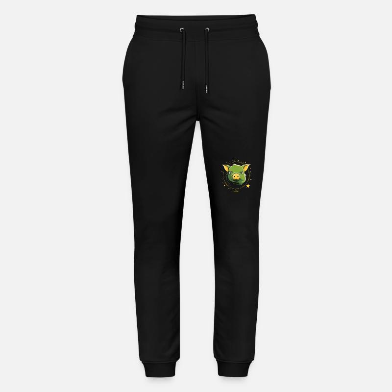 Cochon d'espace vert mignon - Pantalon de jogging bio MOVER Stanley/Stella unisexe - noir