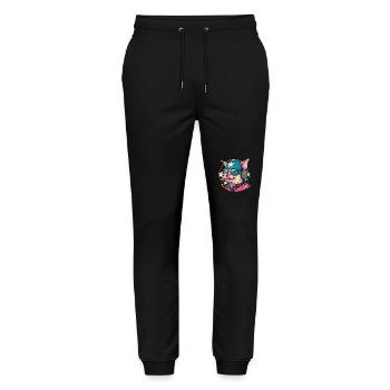 Cochon de dessin animé pilote cool et résistant - Pantalon de jogging bio MOVER Stanley/Stella unisexe - noir - Devant - Marisol (170cm) & Nik (191cm)