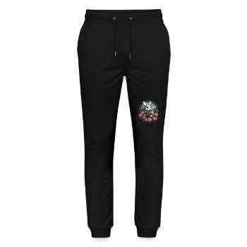 Lapin avec des roses - Pantalon de jogging bio MOVER Stanley/Stella unisexe - noir - Devant - Marisol (170cm) & Nik (191cm)