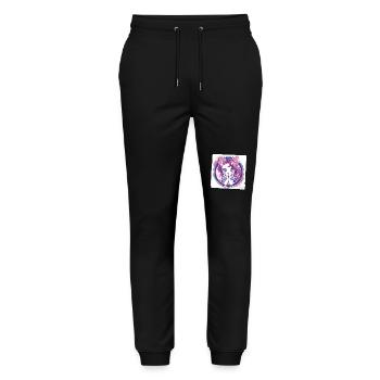 Comic Anime Katze schaut dich an - Stanley/Stella Unisex Bio Jogginghose Mover  - Schwarz - Vorne - Marisol (170cm) & Nik (191cm)