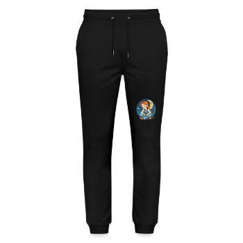 Sleeping redhead girl with moon and stars - Stanley/Stella Mover Unisex Organic Jogging Trousers - black - Front - Marisol (170cm) & Nik (191cm)
