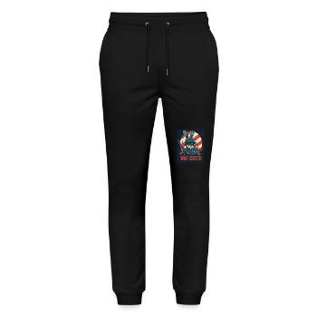 Captain Rabbit Hüpf: War is crap - Stanley/Stella Mover Unisex Organic Jogging Trousers - black - Front - Marisol (170cm) & Nik (191cm)