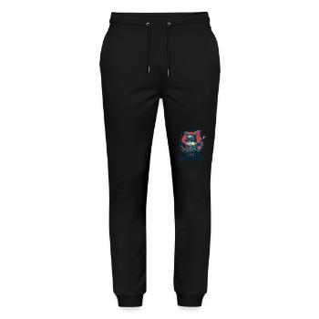 Avertissement du soldat lapin, la guerre est de la merde - Pantalon de jogging bio MOVER Stanley/Stella unisexe - noir - Devant - Marisol (170cm) & Nik (191cm)