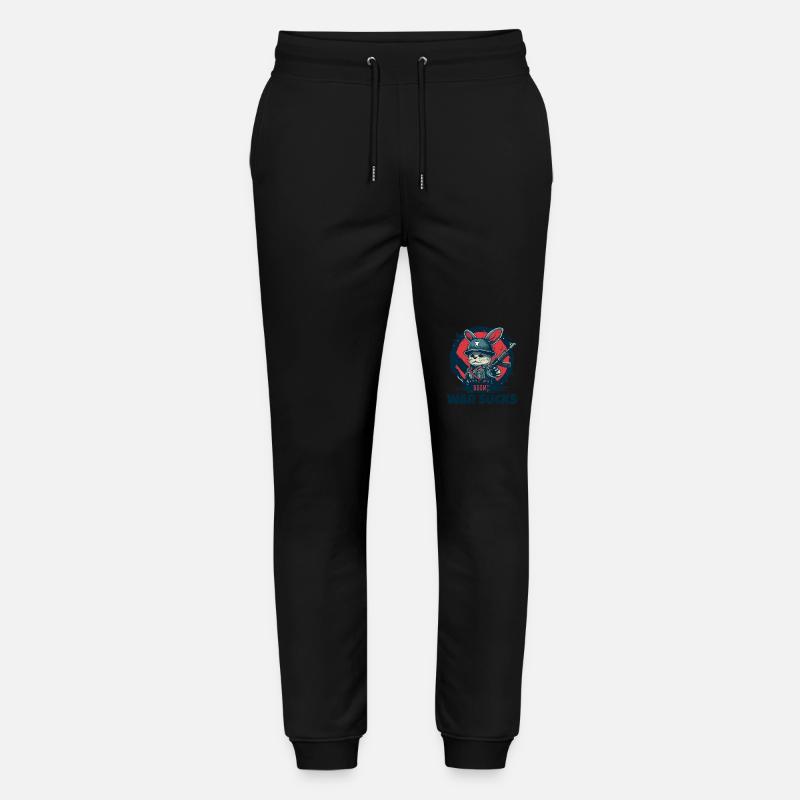 Hasen-Soldat Warnung, Krieg ist Mist - Stanley/Stella Unisex Bio Jogginghose Mover  - Schwarz