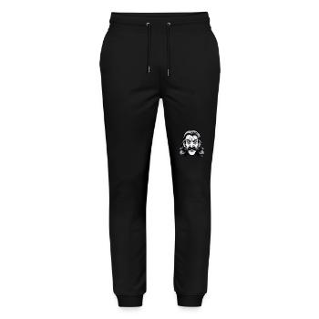 Schnurrbart Mann mit Nacken-Matte Vokuhila - Stanley/Stella Unisex Bio Jogginghose Mover  - Schwarz - Vorne - Marisol (170cm) & Nik (191cm)