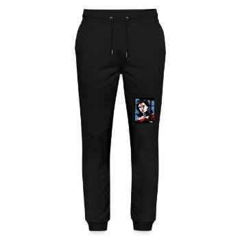 Klassische Eleganz: Frau in Rot - Stanley/Stella Unisex Bio Jogginghose Mover  - Schwarz - Vorne - Marisol (170cm) & Nik (191cm)