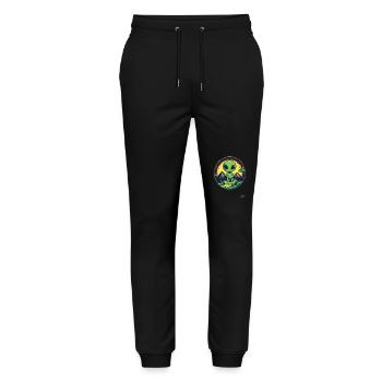 a cute green alien loves nature - Stanley/Stella Mover Unisex Organic Jogging Trousers - black - Front - Marisol (170cm) & Nik (191cm)