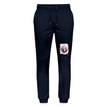 Girl with cat - Stanley/Stella Mover Unisex Organic Jogging Trousers - navy - Front - Marisol (170cm) & Nik (191cm)