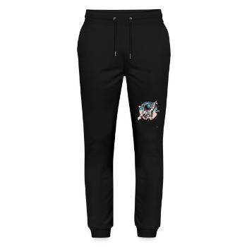 Astronaut points to the galaxy - Stanley/Stella Mover Unisex Organic Jogging Trousers - black - Front - Marisol (170cm) & Nik (191cm)