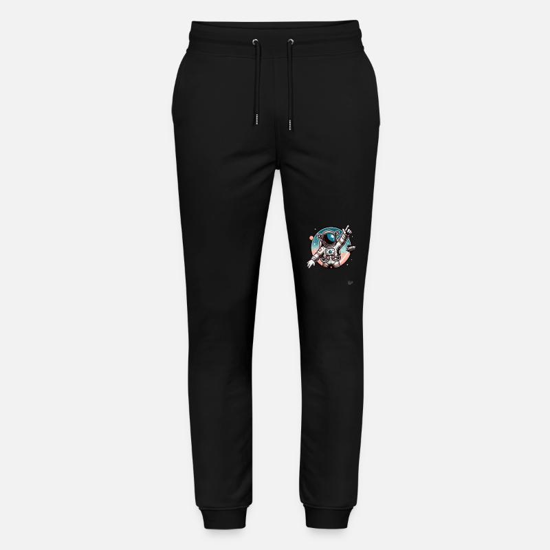 Astronaut points to the galaxy - Stanley/Stella Mover Unisex Organic Jogging Trousers - black
