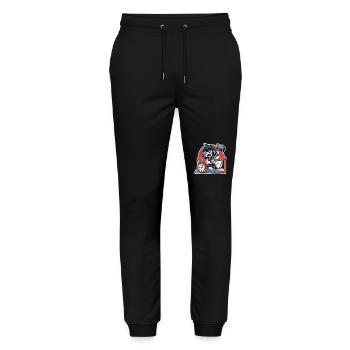 Müdes Mädchen mit Hammer und ein Wecker - Stanley/Stella Unisex Bio Jogginghose Mover  - Schwarz - Vorne - Marisol (170cm) & Nik (191cm)