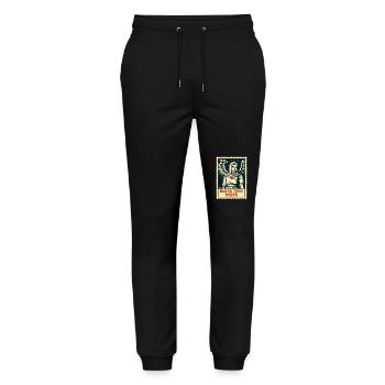 Bénis ce chaos – Timbre-poste Angel - Pantalon de jogging bio MOVER Stanley/Stella unisexe - noir - Devant - Marisol (170cm) & Nik (191cm)