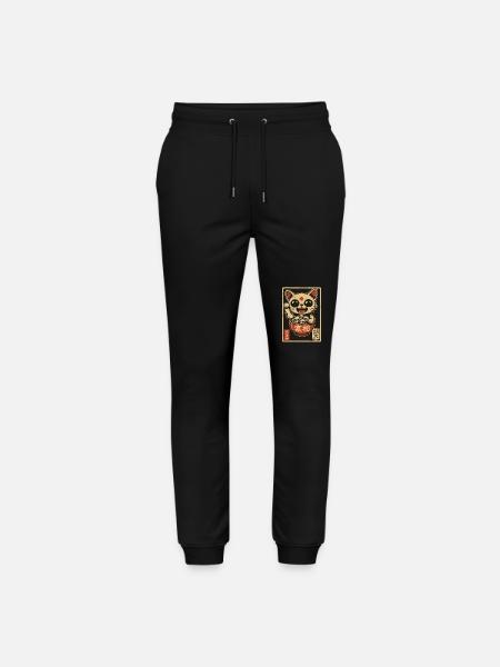 Dunkle Winke-Katze mit Totenköpfen - Stanley/Stella Unisex Bio Jogginghose Mover - Schwarz