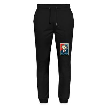 Frosch im Anzug mit Spruch Hopp Parodie - Stanley/Stella Unisex Bio Jogginghose Mover  - Schwarz - Vorne - Marisol (170cm) & Nik (191cm)