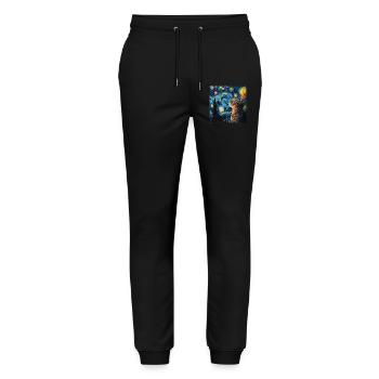 katze, tier, van gogh, sternenacht - Stanley/Stella Unisex Bio Jogginghose Mover  - Schwarz - Vorne - Marisol (170cm) & Nik (191cm)