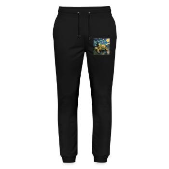 schildkröte, van gogh, sternennacht - Stanley/Stella Unisex Bio Jogginghose Mover  - Schwarz - Vorne - Marisol (170cm) & Nik (191cm)