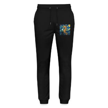 seepferd, seepferdchen van gogh, sternennacht - Stanley/Stella Unisex Bio Jogginghose Mover  - Schwarz - Vorne - Marisol (170cm) & Nik (191cm)