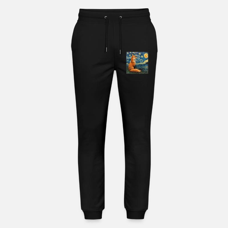 fuchs, füchse, van gogh, sternennacht - Stanley/Stella Unisex Bio Jogginghose Mover - Schwarz