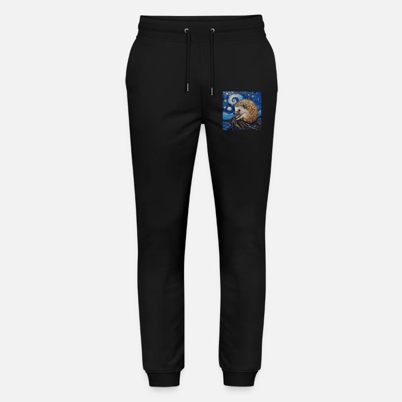 igel, tier, van gogh, sternennacht - Stanley/Stella Unisex Bio Jogginghose Mover  - Schwarz