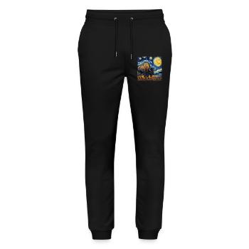 Bison, Buffalo, Animal, Van Gogh, Starry Night - Stanley/Stella Mover Unisex Organic Jogging Trousers - black - Front - Marisol (170cm) & Nik (191cm)