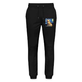 Cat, Cat Motif, Van Gogh, Starry Night - Stanley/Stella Mover Unisex Organic Jogging Trousers - black - Front - Marisol (170cm) & Nik (191cm)
