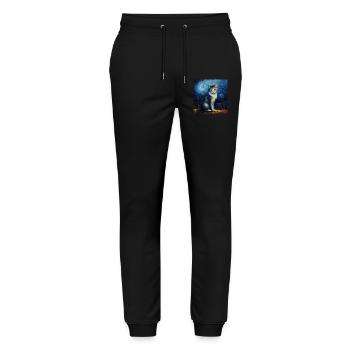 Cat, cat motif, van gogh, starry night - Stanley/Stella Mover Unisex Organic Jogging Trousers - black - Front - Marisol (170cm) & Nik (191cm)