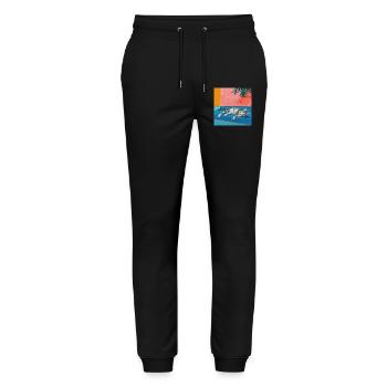 Katze, katzenmotiv, popart, geschenk, geschenkidee - Stanley/Stella Unisex Bio Jogginghose Mover  - Schwarz - Vorne - Marisol (170cm) & Nik (191cm)