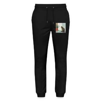 Chat, motif chat, pop art, cadeau, idée cadeau - Pantalon de jogging bio MOVER Stanley/Stella unisexe - noir - Devant - Marisol (170cm) & Nik (191cm)