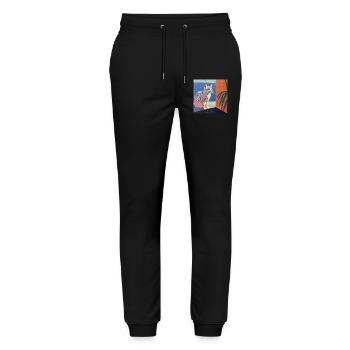 Katze, katzenmotiv, popart, geschenk, geschenkidee - Stanley/Stella Unisex Bio Jogginghose Mover  - Schwarz - Vorne - Marisol (170cm) & Nik (191cm)