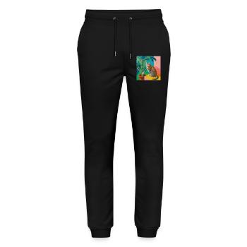 Cat, cat motif, pop art, gift, gift idea - Stanley/Stella Mover Unisex Organic Jogging Trousers - black - Front - Marisol (170cm) & Nik (191cm)