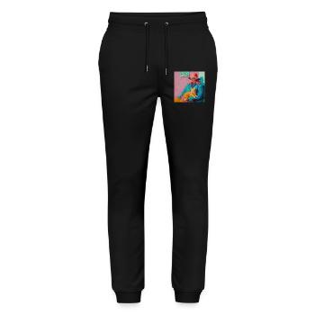 Chat, motif chat, pop art, cadeau, idée cadeau - Pantalon de jogging bio MOVER Stanley/Stella unisexe - noir - Devant - Marisol (170cm) & Nik (191cm)