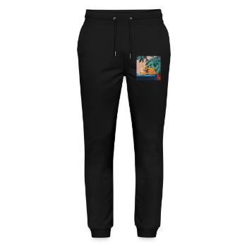 Chat, motif chat, pop art, cadeau, idée cadeau - Pantalon de jogging bio MOVER Stanley/Stella unisexe - noir - Devant - Marisol (170cm) & Nik (191cm)
