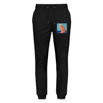 Chat, motif chat, pop art, cadeau, idée cadeau - Pantalon de jogging bio MOVER Stanley/Stella unisexe - noir - Devant - Marisol (170cm) & Nik (191cm)