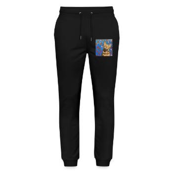 Chat, motif chat, pop art, cadeau, idée cadeau - Pantalon de jogging bio MOVER Stanley/Stella unisexe - noir - Devant - Marisol (170cm) & Nik (191cm)