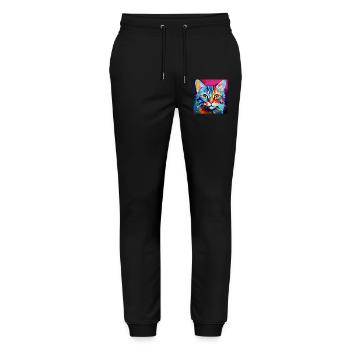 Cat, cat motif, pop art, gift, gift idea - Stanley/Stella Mover Unisex Organic Jogging Trousers - black - Front - Marisol (170cm) & Nik (191cm)