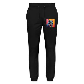 Cat, cat motif, pop art, gift, gift idea - Stanley/Stella Mover Unisex Organic Jogging Trousers - black - Front - Marisol (170cm) & Nik (191cm)