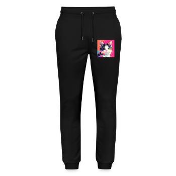 Cat, Cat Motif - Stanley/Stella Mover Unisex Organic Jogging Trousers - black - Front - Marisol (170cm) & Nik (191cm)