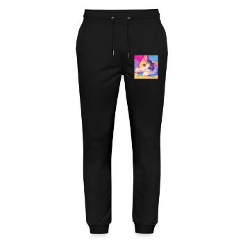 Cat, Cat Motif - Stanley/Stella Mover Unisex Organic Jogging Trousers - black - Front - Marisol (170cm) & Nik (191cm)