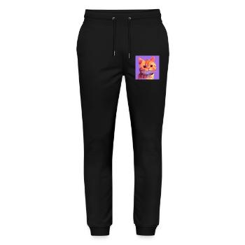 Cat, Cat Motif - Stanley/Stella Mover Unisex Organic Jogging Trousers - black - Front - Marisol (170cm) & Nik (191cm)