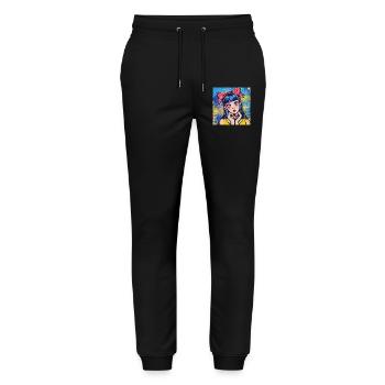anime, mädchen, retro, waifu, japan, 60s - Stanley/Stella Unisex Bio Jogginghose Mover  - Schwarz - Vorne - Marisol (170cm) & Nik (191cm)