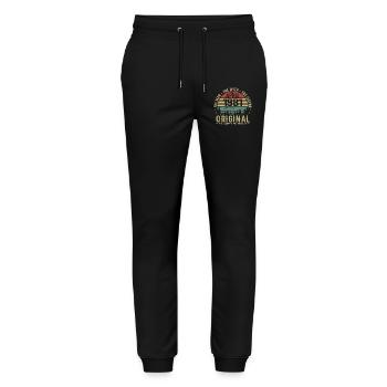April 1981. 44th Anniversary Gift April 1981 - Stanley/Stella Mover Unisex Organic Jogging Trousers - black - Front - Marisol (170cm) & Nik (191cm)
