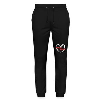 Hustle with Heart (red) - Stanley/Stella Unisex Bio Jogginghose Mover  - Schwarz - Vorne - Marisol (170cm) & Nik (191cm)