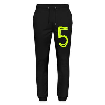 5 YEARS. 5TH ANNIVERSARY. BIRTHDAY 5 YEARS. FIVE - Stanley/Stella Mover Unisex Organic Jogging Trousers - black - Front - Marisol (170cm) & Nik (191cm)