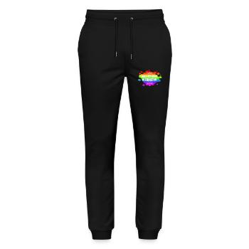 AfD stoppen gegen rechts Demokratie verteidigen - Stanley/Stella Unisex Bio Jogginghose Mover  - Schwarz - Vorne - Marisol (170cm) & Nik (191cm)