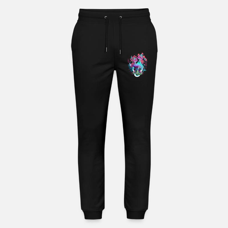 Art Floral Psychédélique Champignon - Pantalon de jogging bio MOVER Stanley/Stella unisexe - noir