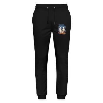 Halloween Ghosts Camping Kids Cartoon - Stanley/Stella Mover Unisex Organic Jogging Trousers - black - Front - Marisol (170cm) & Nik (191cm)