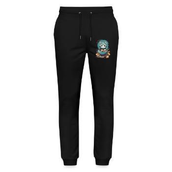 Kawaii Cat Ramen Pastel Japan Design - Stanley/Stella Mover Unisex Organic Jogging Trousers - black - Front - Marisol (170cm) & Nik (191cm)