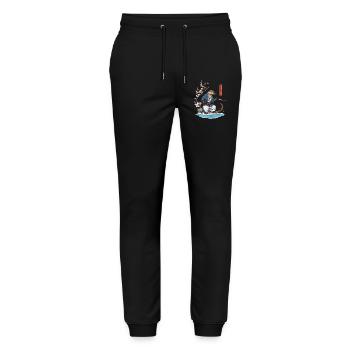 Kawaii Samurai Otter Ukiyo-E Kunst Streetwear - Stanley/Stella Unisex Bio Jogginghose Mover  - Schwarz - Vorne - Marisol (170cm) & Nik (191cm)
